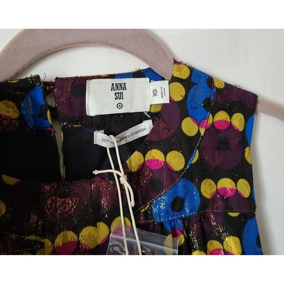 Anna Sui for Target Metallic Circles Shift Sleeveless Mini Dress XS Multi NWT - Picture 3 of 9